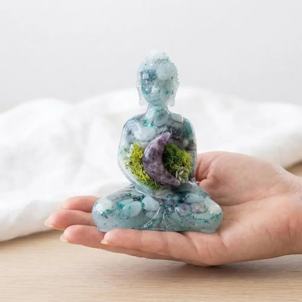 Trolleite Buddha Statue, Resin Crystal Figurine, Altar Decor, Spiritual Gift